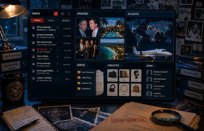digital dashboard showing multiple types of content like emails, images, and documents in one interface