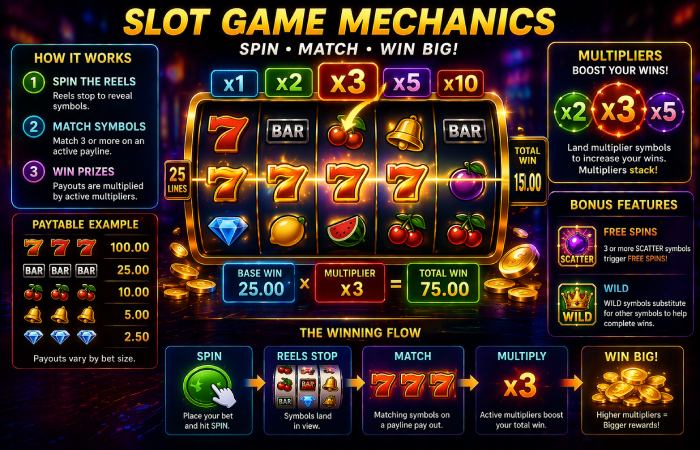 slot reels with multipliers and cascading effects in motion
