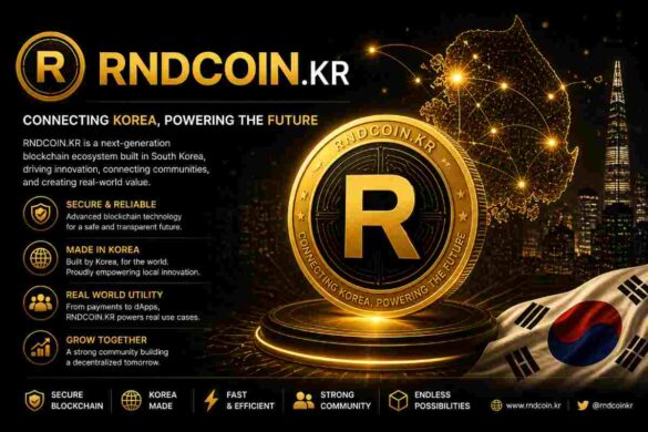 Blockchain network overlay on South Korea map illustrating RndCoin KR's regional crypto platform focus
