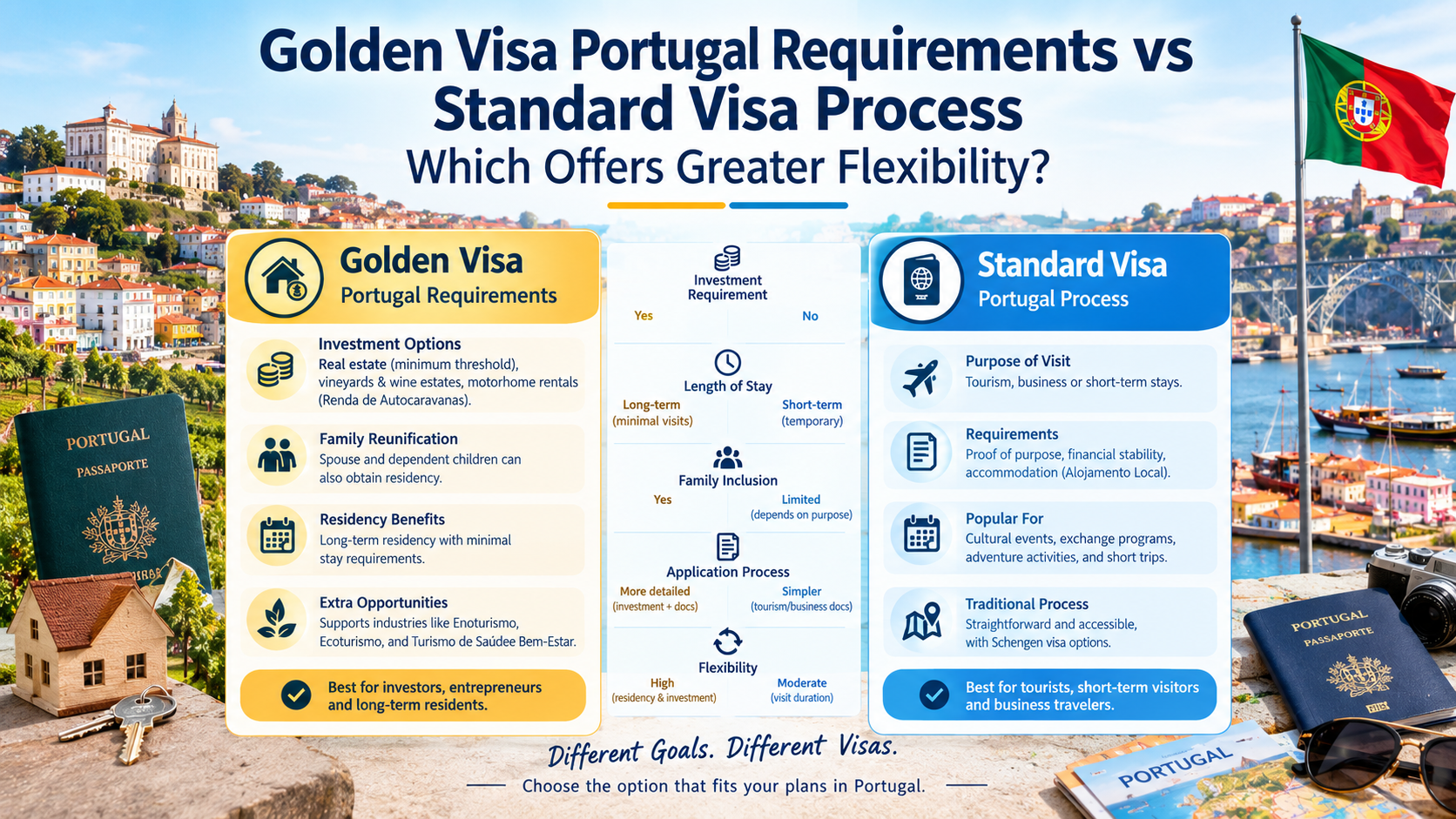 Golden Visa Portugal Requirements vs Standard Visa Process: Which Offers Greater Flexibility?